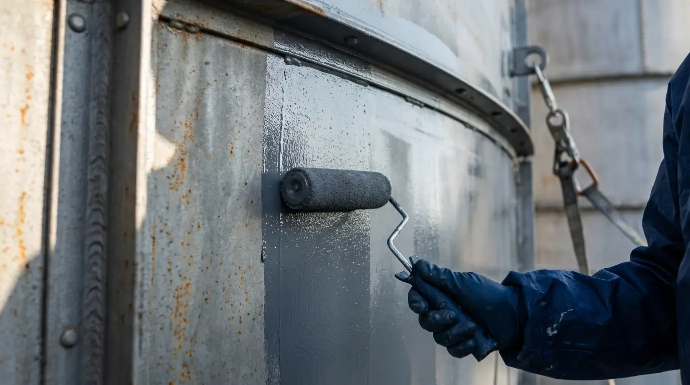 Application d un traitement anticorrosion et anticryptogamique sur une structure