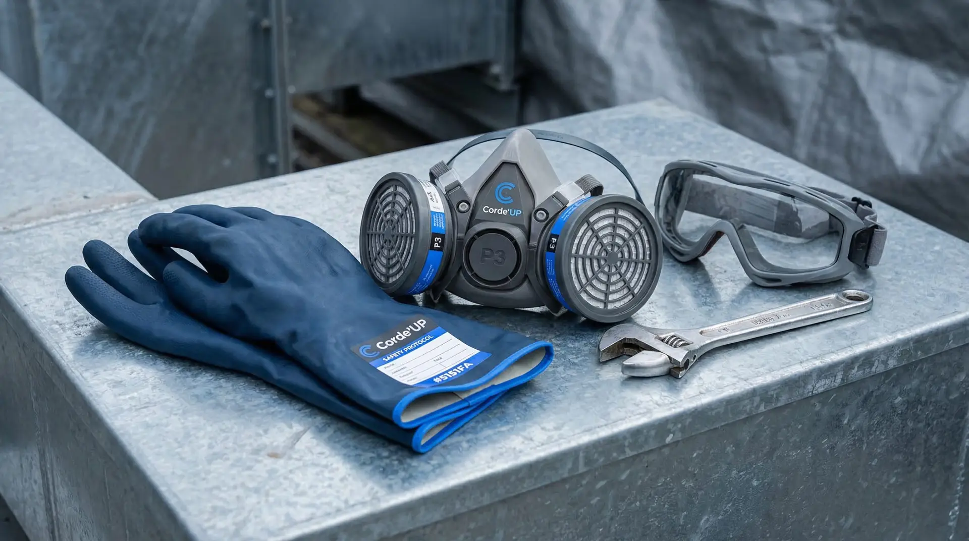 Detail des equipements de securite pour la manipulation de materiaux amiantés en hauteur