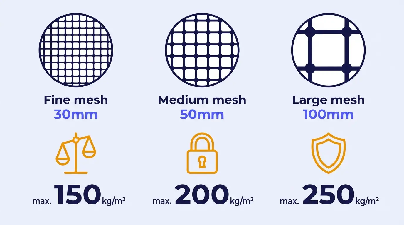 Infographie comparant les mailles de filet d'habitation et catamaran