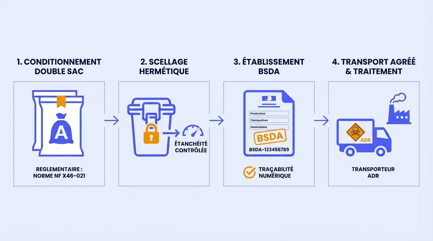 Infographie detaillant les etapes de securisation et d evacuation des elements dangereux