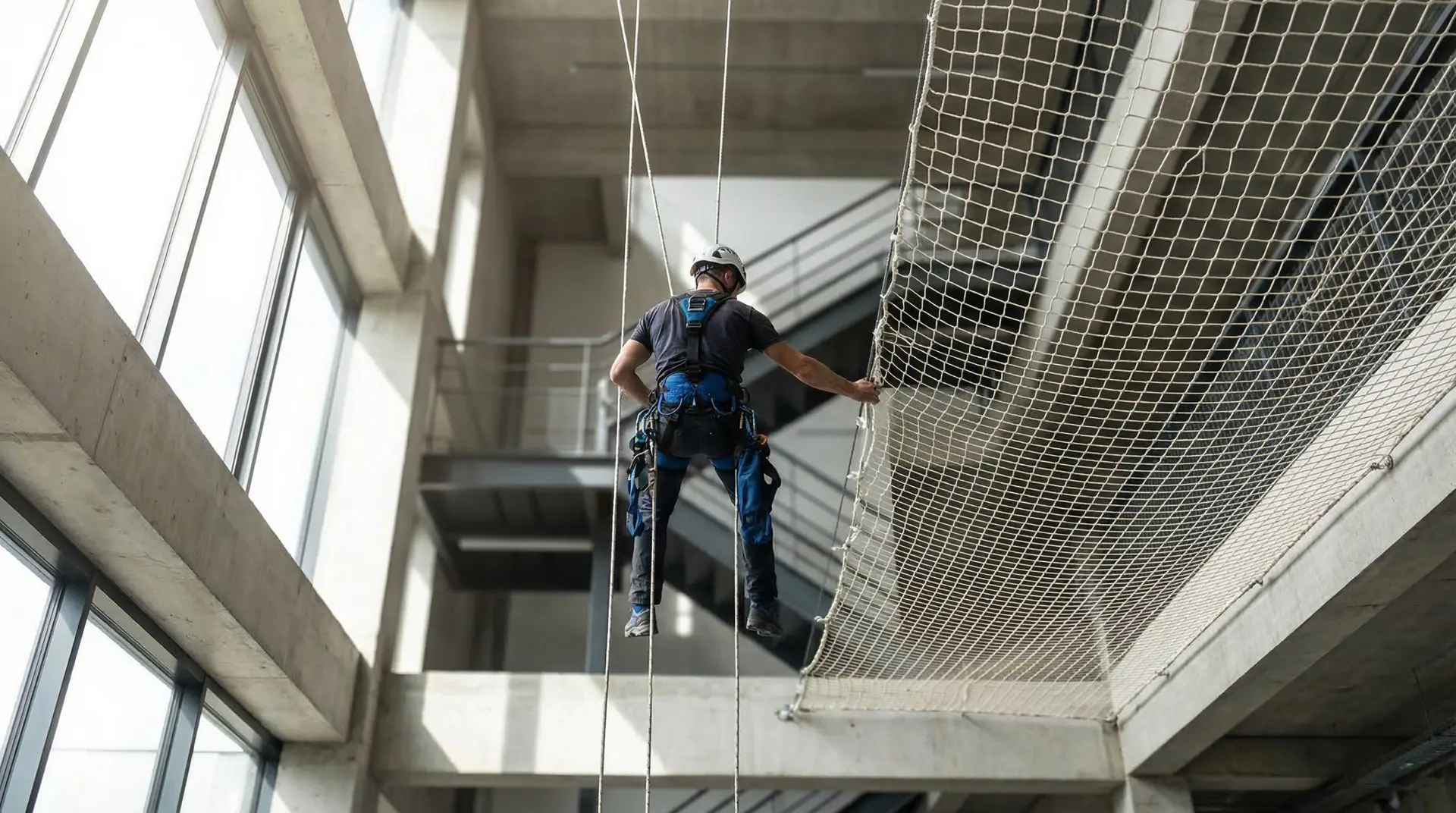 Installation professionnelle d'un filet mezzanine sur mesure