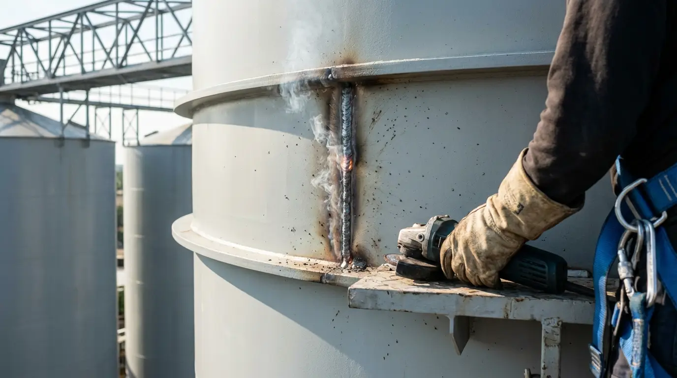 Reparation metallurgique sur une installation de stockage inaccessible