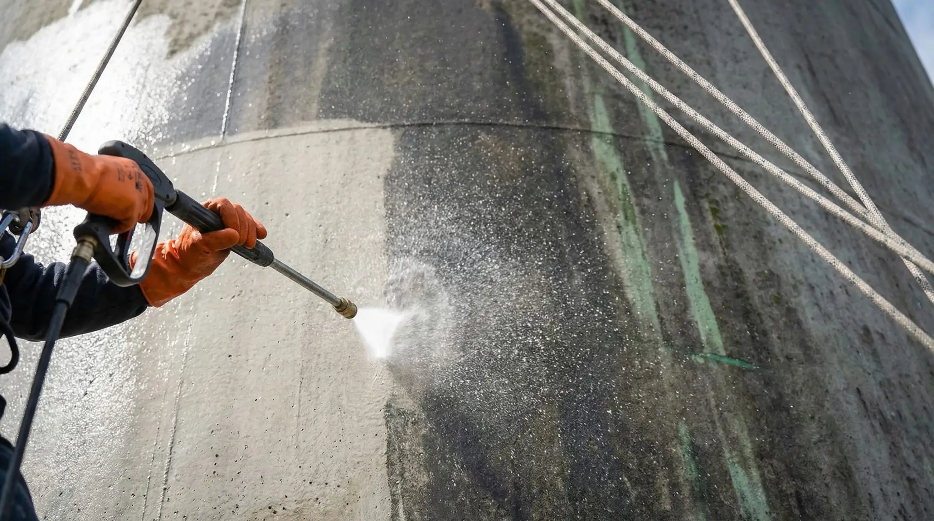 Nettoyage haute pression et traitement hydrofuge sur les parois d un réservoir