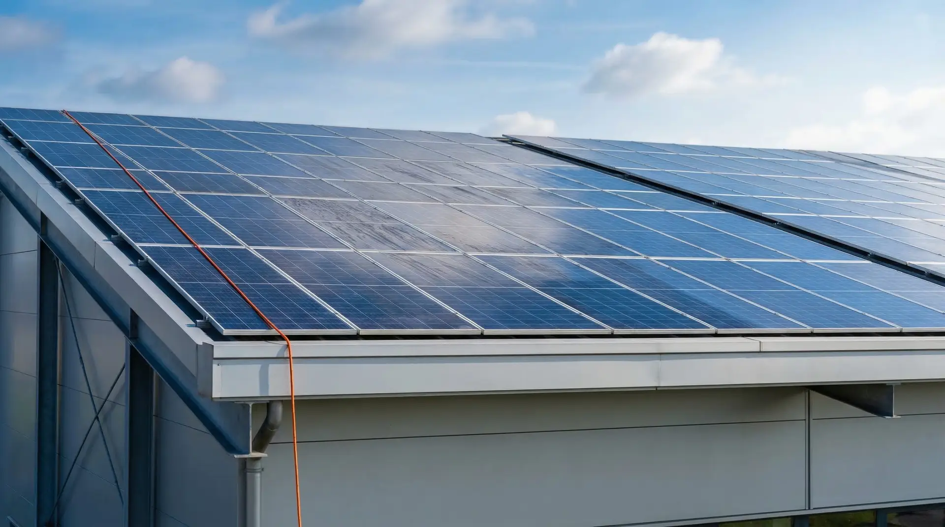 Service B2B de nettoyage panneau solaire sur toiture industrielle