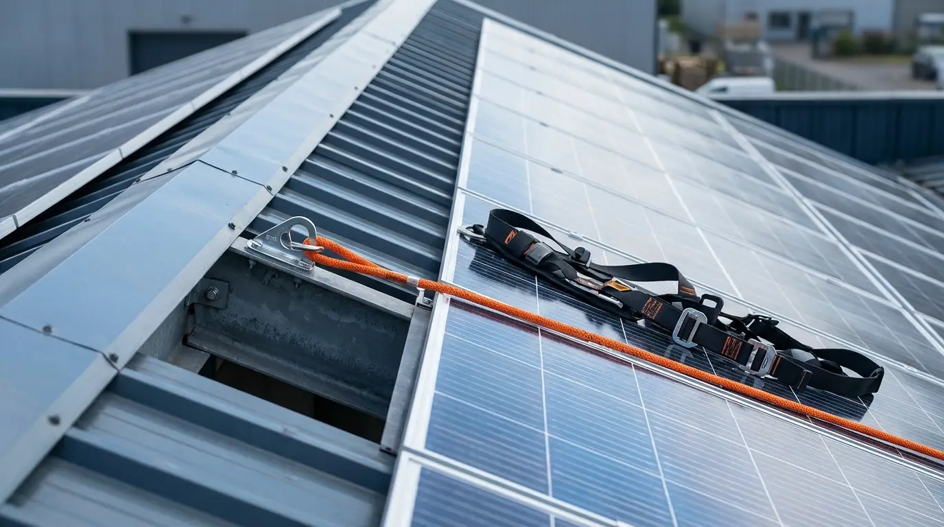 Sécurisation optimale sur toiture inclinée lors du dépoussiérage de centrale énergétique