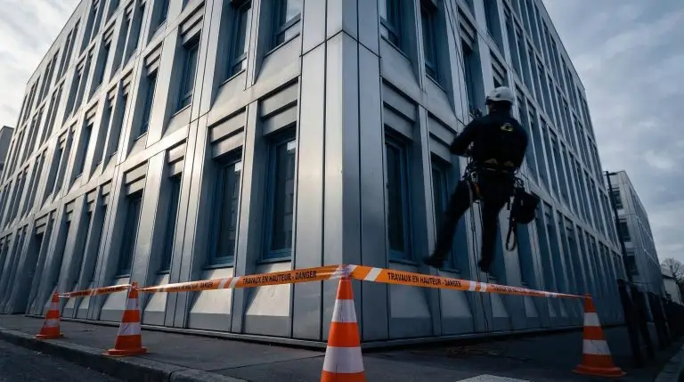 Service B2B de nettoyage façade pour immeubles et sites industriels en accès difficile.