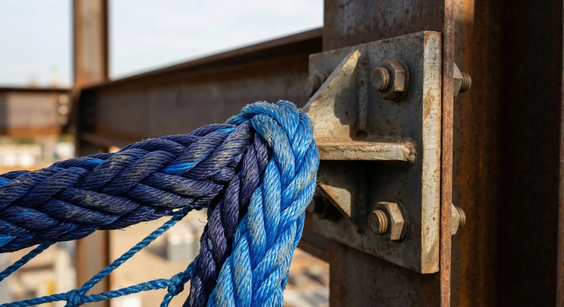 Détail du maillage d'un filet de protection chantier installé par cordiste certifié