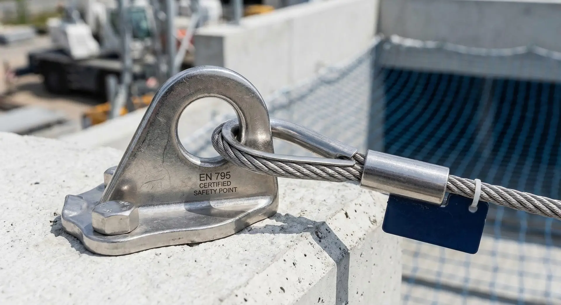 Point d'ancrage conforme norme EN 795 pour installation ligne de vie sécurisée