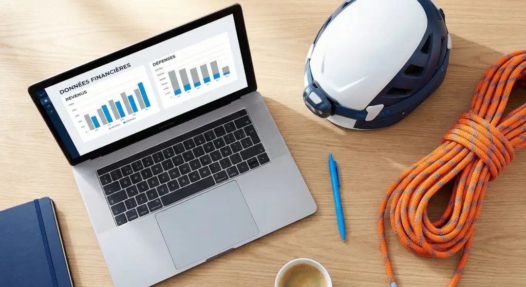 Bureau d'un cordiste indépendant gérant son versement libératoire cordiste sur ordinateur